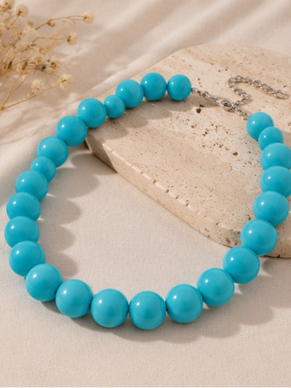 💎 Turquoise Tide Chunky Bead Statement Necklace